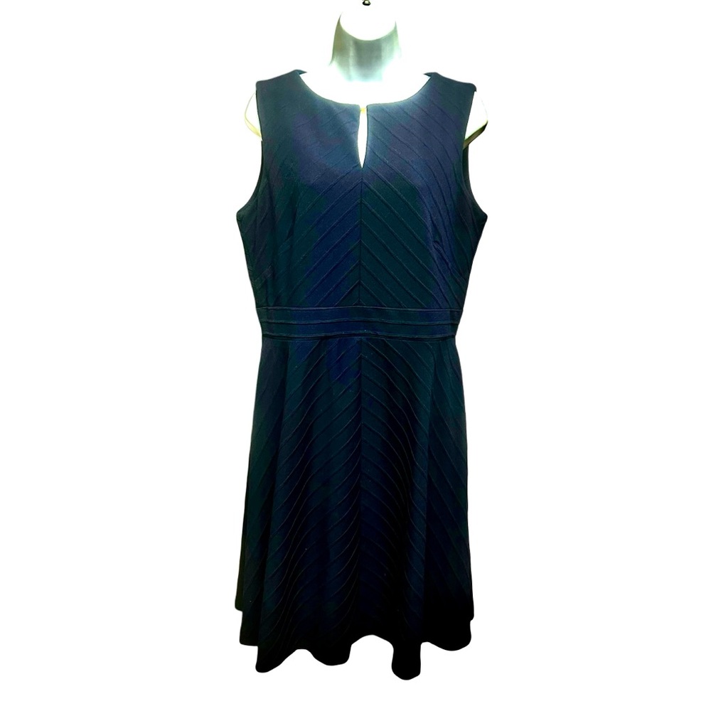 Just Taylor Navy Blue Fit & Flare Dress Exposed Back Zip Size 14